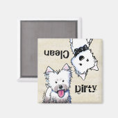 KiniArt Westie Clean Dirty Dishwasher magnet (Voorkant / Achterkant)