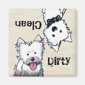KiniArt Westie Clean Dirty Dishwasher magnet (Voorkant)
