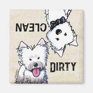 KiniArt Westie Clean Dirty Dishwasher magnet