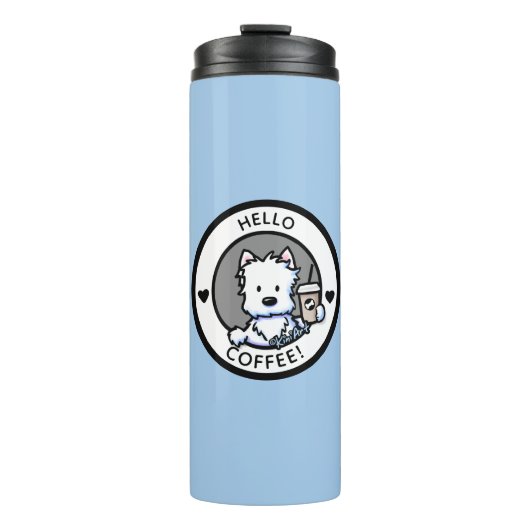 KiniArt Westie Coffee Lover Thermal Tumbler Thermosbeker (Voorkant)