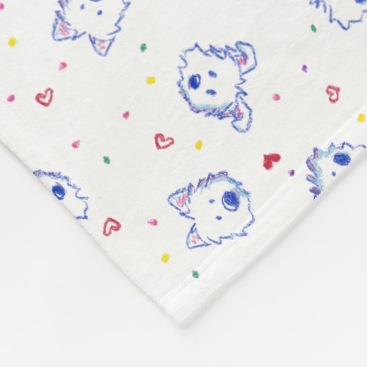 KiniArt Westie Crayon Cuties Fleece Deken (Hoek)