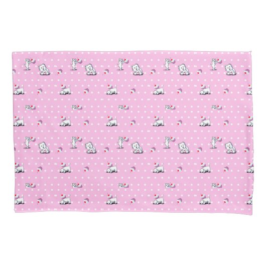 KiniArt Westie Cupcake Roze Pillow Hoesje Kussensloop (Voorkant)