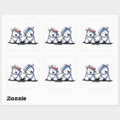 KiniArt Westie Dancing Duo Vierkante Sticker (Vel)