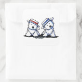 KiniArt Westie Dancing Duo Vierkante Sticker (Tas)