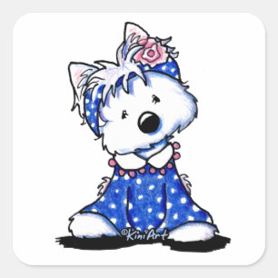 KiniArt Westie Darling in Stippen Vierkante Sticker