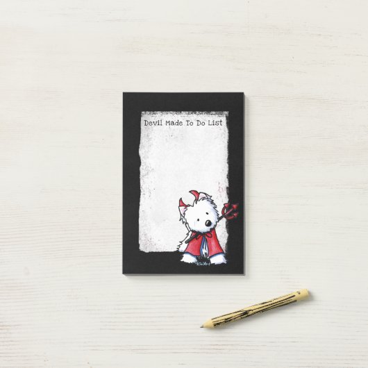 KiniArt Westie Devil Post-It Notes (Op bureau)