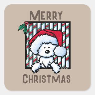 -KiniArt Westie Dog Christmas Square Sticke Vierkante Sticker