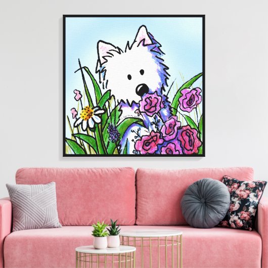 KiniArt Westie Dog Garden Helper Canvas Afdruk (Insitu (Woonkamer))