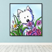 KiniArt Westie Dog Garden Helper Canvas Afdruk (Insitu (Houten vloer))