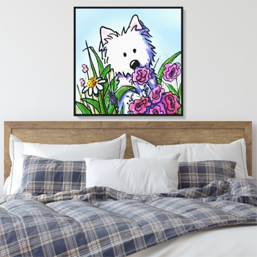 KiniArt Westie Dog Garden Helper Canvas Afdruk (Insitu (Slaapkamer))