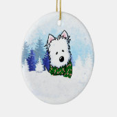 KiniArt Westie Dog Kerstmis Keramisch Ornament (Rechts)