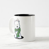 KiniArt Westie Dog Kerstmis Tweekleurige Koffiemok (Voorkant links)