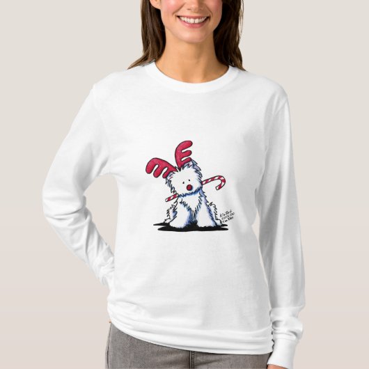 KiniArt Westie Dog Reindeer T-shirt (Voorkant)