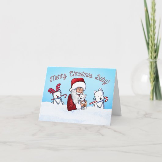KiniArt Westie en Kerstnotities van de Kerstman Feestdagen Kaart (Voorkant)