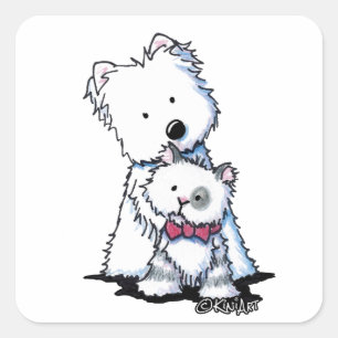 KiniArt Westie en Tilly Cat Vierkante Sticker