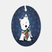 KiniArt Westie Festive kerstmetaal Ornament (Voorkant links)