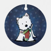 KiniArt Westie Festive kerstmetaal Ornament (Voorkant)
