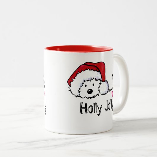 KiniArt Westie Festive kerstMok Tweekleurige Koffiemok (Voorkant rechts)