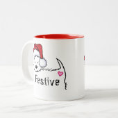 KiniArt Westie Festive kerstMok Tweekleurige Koffiemok (Voorkant links)