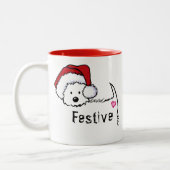 KiniArt Westie Festive kerstMok Tweekleurige Koffiemok (Links)