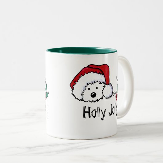 KiniArt Westie Festive kerstMok Tweekleurige Koffiemok (Voorkant rechts)