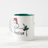 KiniArt Westie Festive kerstMok Tweekleurige Koffiemok (Voorkant links)