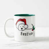 KiniArt Westie Festive kerstMok Tweekleurige Koffiemok (Links)