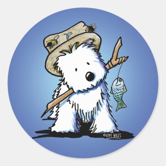 KiniArt Westie Fisherman Stickers (Voorkant)