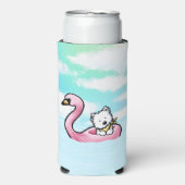 KiniArt Westie Flamingo Floaty Koeler (Seltzer Voorkant)