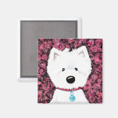 KiniArt Westie Floral Impression Magneet (Voorkant / Achterkant)