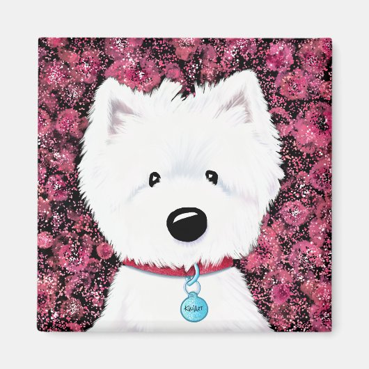 KiniArt Westie Floral Impression Magneet (Voorkant)