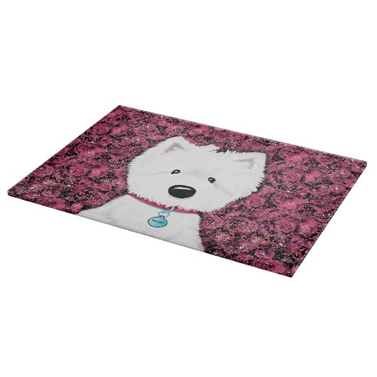 KiniArt Westie Floral Impression Snijplank (Hoek)