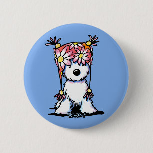 KiniArt Westie Floral Pet T-Shirt Ronde Button 5,7 Cm
