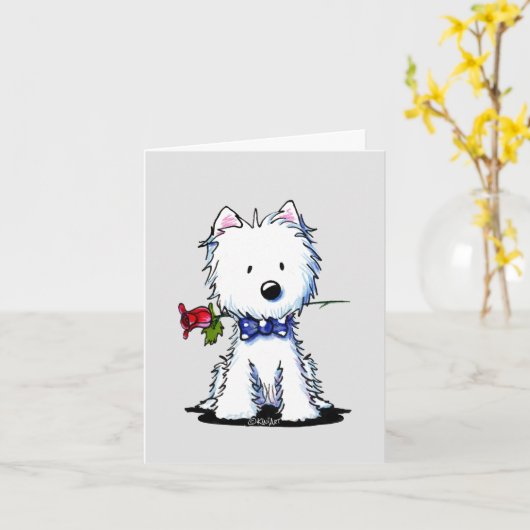 KiniArt Westie Gent Kaart (Gele Bloem)
