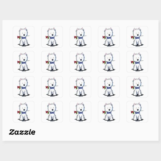 KiniArt Westie Gent Vierkante Sticker (Vel)