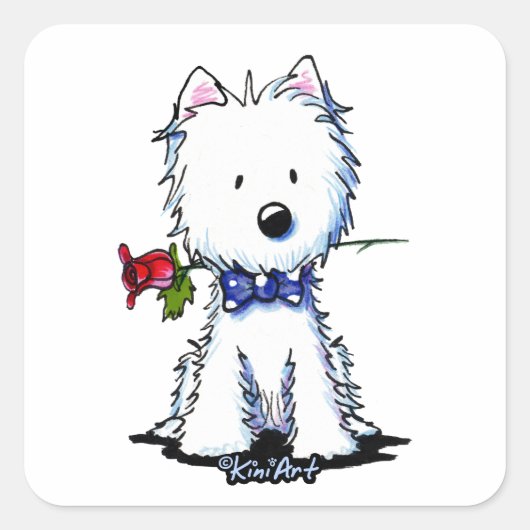 KiniArt Westie Gent Vierkante Sticker (Voorkant)