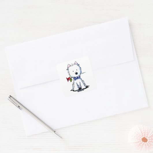 KiniArt Westie Gent Vierkante Sticker (Envelop)