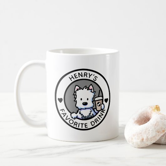 KiniArt Westie gepersonaliseerde mok (Met donut)