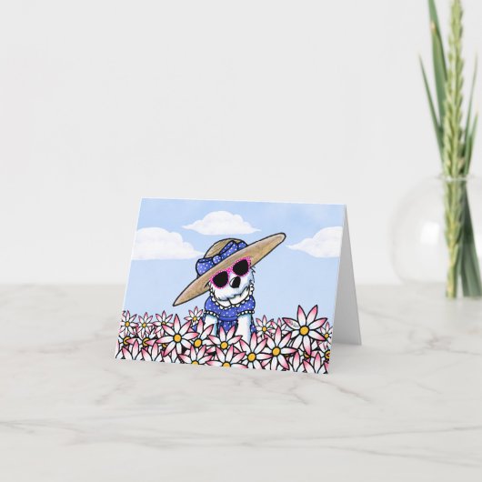 KiniArt Westie Girl Floral Note Card Bedankkaart (Voorkant)