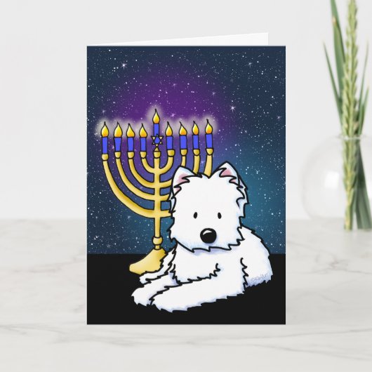 KiniArt Westie Hanukkah Menora Kaart (Voorkant)