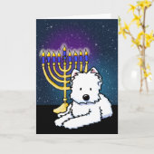 KiniArt Westie Hanukkah Menorah Kaart (Gele Bloem)