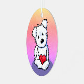 KiniArt Westie Hart Keramische Versiering Metalen Ornament (Voorkant links)