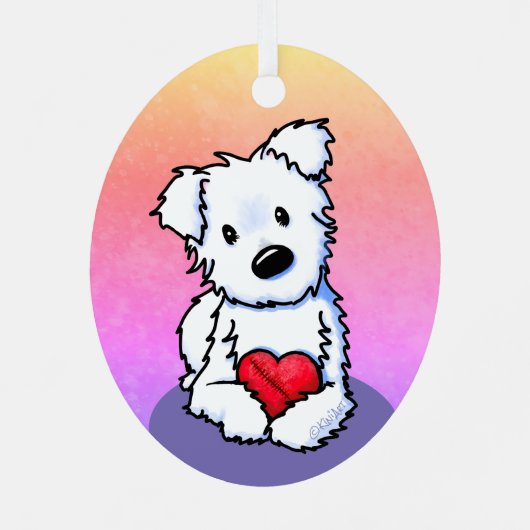 KiniArt Westie Hart Keramische Versiering Metalen Ornament (Achterkant)