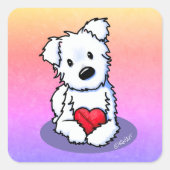 KiniArt Westie Heart Vierkante Sticker (Voorkant)