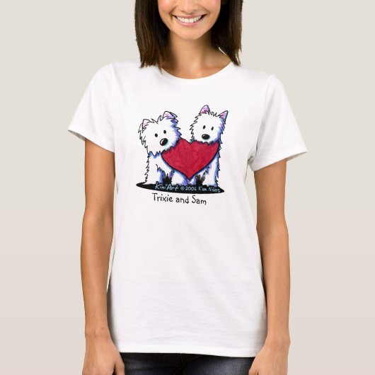 KiniArt Westie Heartfelt Duo-Shirt T-shirt (Voorkant)