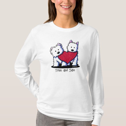 KiniArt Westie Heartfelt Duo T-shirt (Voorkant)