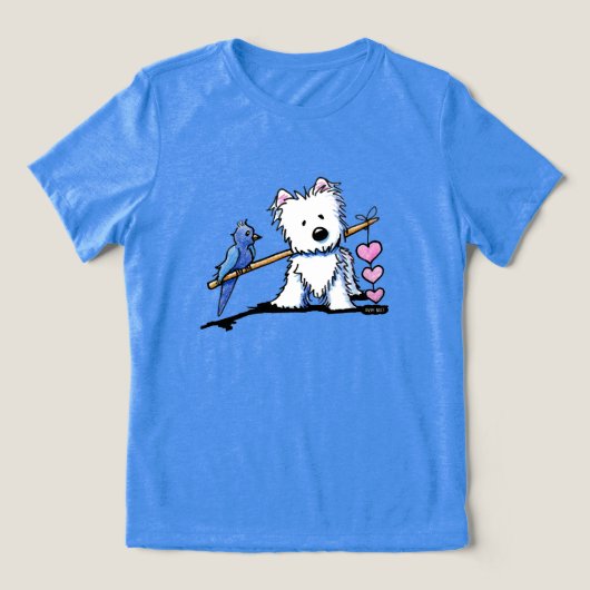 KiniArt Westie Heartstrings Tri-Blend Shirt (Design voorkant)