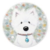 KiniArt Westie Impressions Ceramic Knob. Keramische Knop (Voorkant)