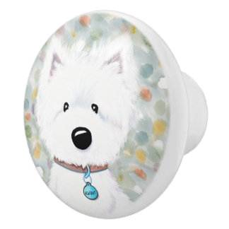 KiniArt Westie Impressions Ceramic Knob. Keramische Knop
