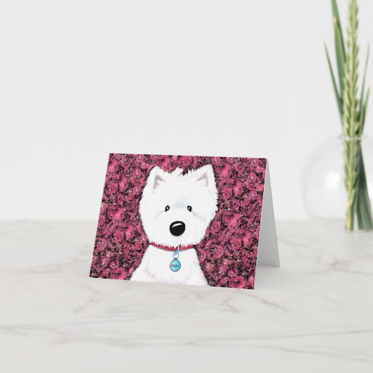 KiniArt Westie Impressions Floral Bedankkaart (Voorkant)